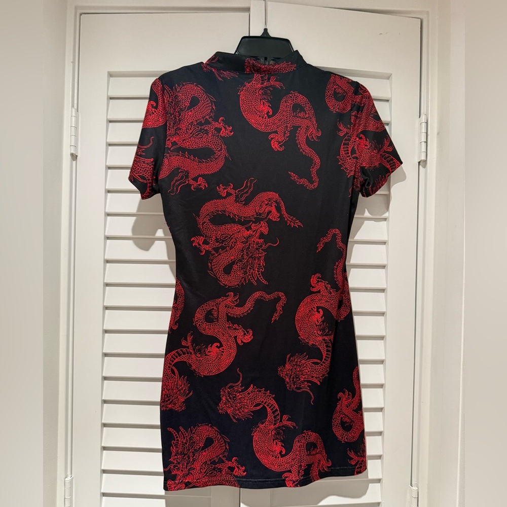 Women's Chinese Cheongsam Dragon Print Qipao Mini Bodycon Dress‎ - Picture 3 of 5